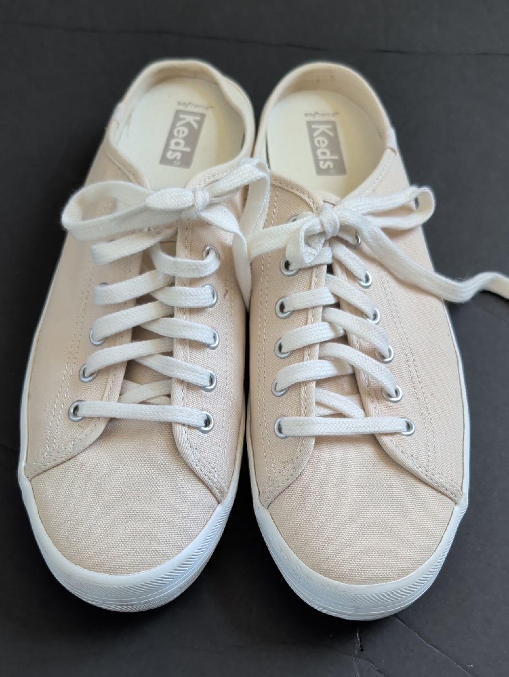 Keds Women's Light Beige Canvas Lace-Up Mules